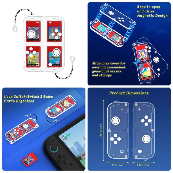For Nintendo Switch 2 JYS 5-in-1 Crystal Case Full Protection Set Includes Console Shell, Joy-con...