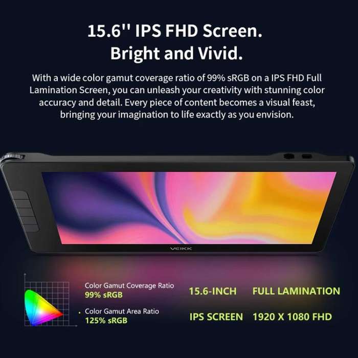 VEIKK VK1600 15.6 Inch Digital Drawing Screen Electronic Drawing Screen Compatible With Mobile Ph...