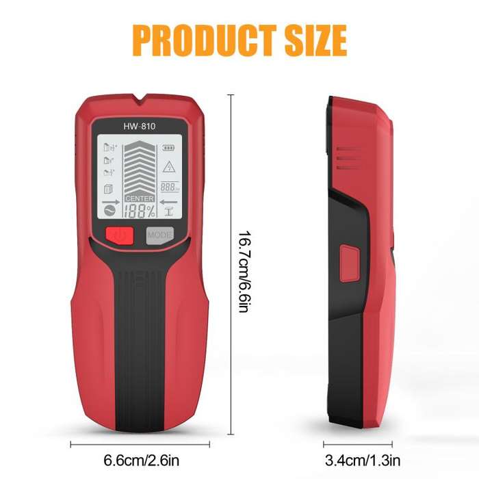 Multifunctional Wall Stud Wire Metal Detector(Red)