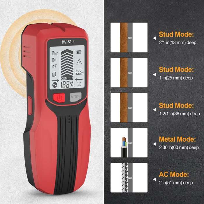 Multifunctional Wall Stud Wire Metal Detector(Gray)