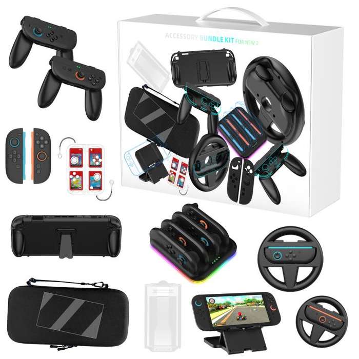 For Nintendo Switch 2 JYS Accessory Bundle Kit with Carrying Case, Charging Dock, Protective Shel...