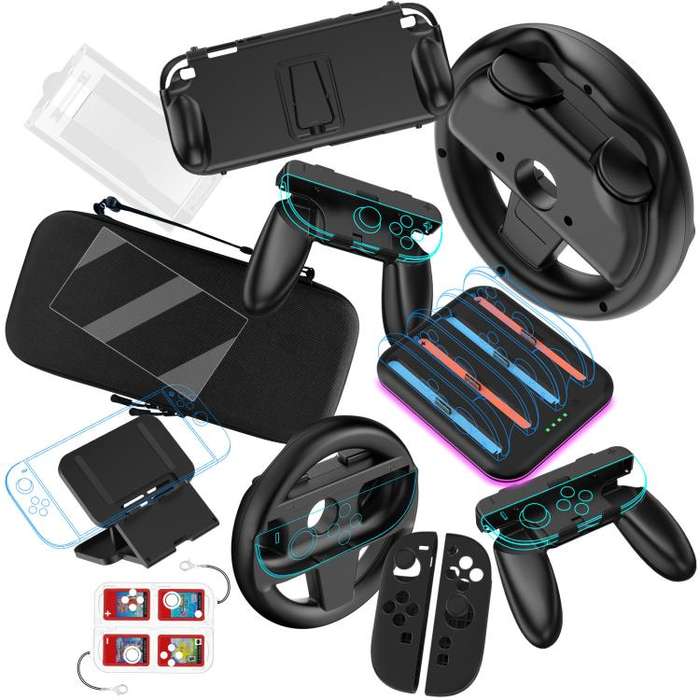 For Nintendo Switch 2 JYS Accessory Bundle Kit with Carrying Case, Charging Dock, Protective Shel...