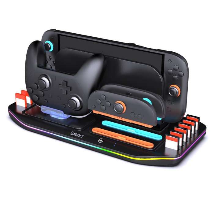 ipega Charging Dock for Nintendo Switch 2 Joy-Con & Pro Controller with RGB Lighting Game Card Ho...