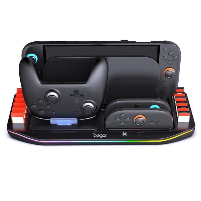 ipega Charging Dock for Nintendo Switch 2 Joy-Con & Pro Controller with RGB Lighting Game Card Ho...