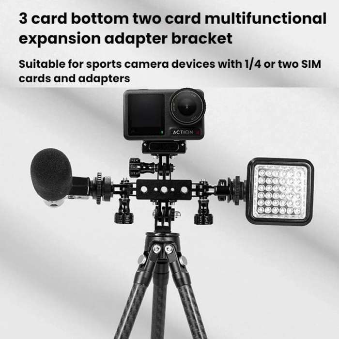 1 Inch Ball Head To 3 Card Aluminum Alloy 3 Station Live Streaming Stand Action Camera Multi Func...