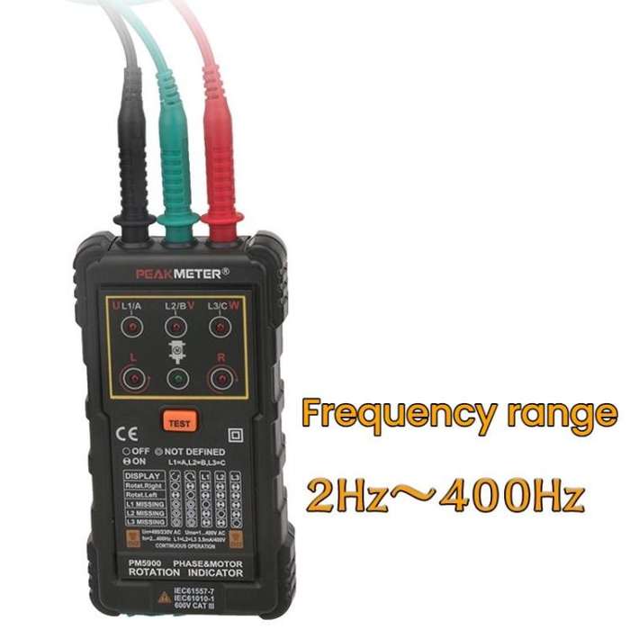 PEAKMETER Three-phase AC Motor Rotation Phase Sequence Tester(PM5900)