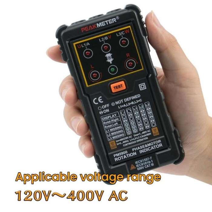 PEAKMETER Three-phase AC Motor Rotation Phase Sequence Tester(PM5900)