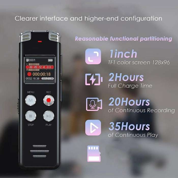 Portable HD Noise-Cancelling Voice-Activated Digital Voice Recorder For Conferences, Capacity: 128GB