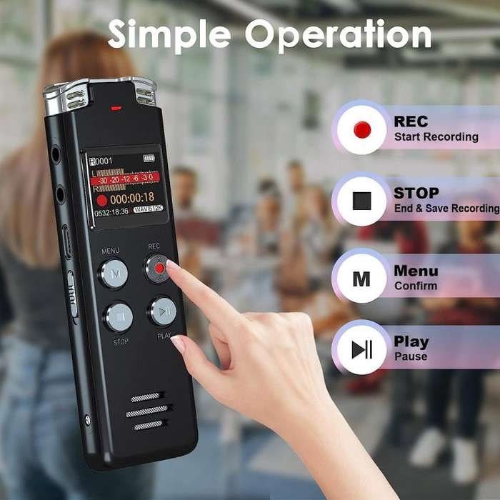 Portable HD Noise-Cancelling Voice-Activated Digital Voice Recorder For Conferences, Capacity: 128GB