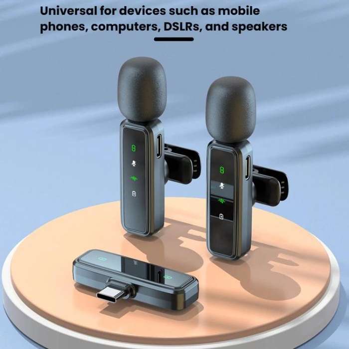 J81 1 To 2 Type-C Interface 9pcs /Set Wireless Collar Clip Microphone Smart Noise Reduction Mini ...