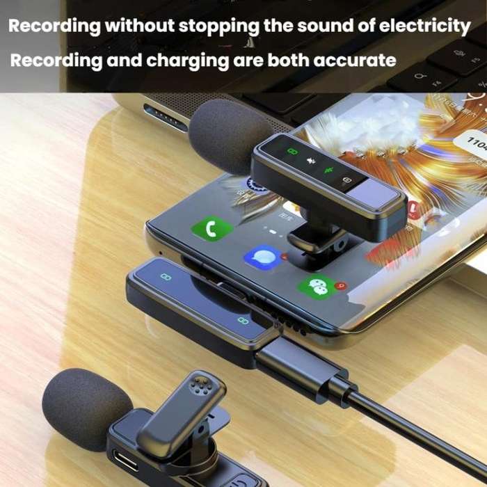J81 1 To 2 Type-C Interface 9pcs /Set Wireless Collar Clip Microphone Smart Noise Reduction Mini ...