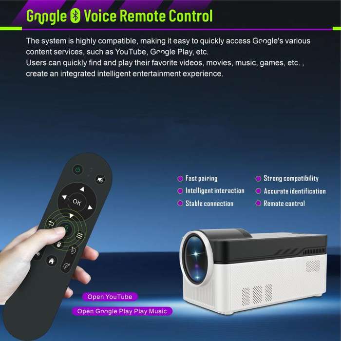8K Home Theater Portable Android Projector With Smart Decoder(EU Plug)