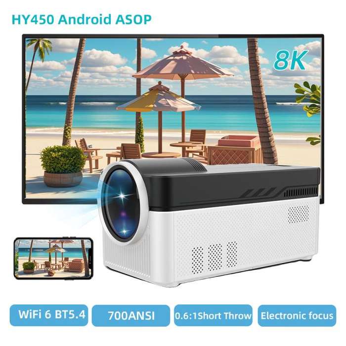 8K Home Theater Portable Android Projector With Smart Decoder(EU Plug)
