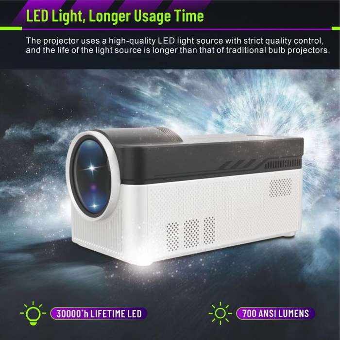 8K Home Theater Portable Android Projector With Smart Decoder(EU Plug)