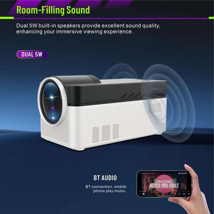 8K Home Theater Portable Android Projector With Smart Decoder(UK Plug)