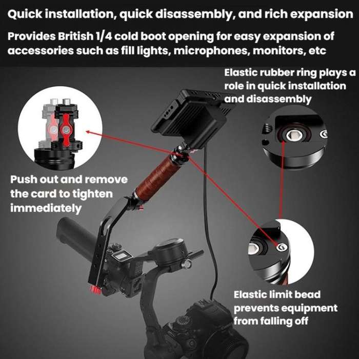 Gimbal Wooden Handle Chute Snail Gimbal Side Handle Grip,For DJI RS 4 Mini / 4 PRO / 3 / 3 Mini /...