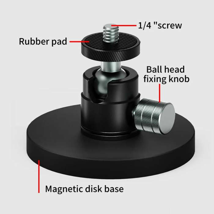1/4 Ball Head D66mm Magnetic Mount Snail Gimbal Adjustment Bracket