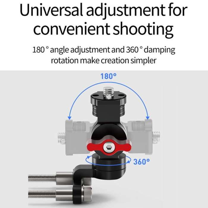 1/4 Front Rear Adjustment Bicycle Stem Camera Mount Cycling Front Light Bracket For Shooting