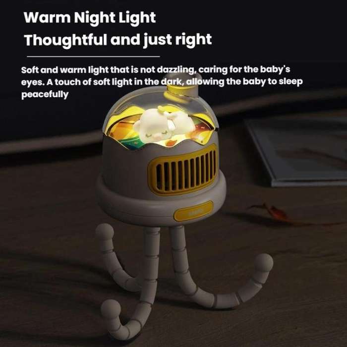 Octopus Clip-On Handheld Silent Bladeless Fan For Strollers, Color: Oscillating White