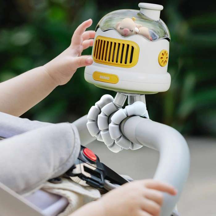Octopus Clip-On Handheld Silent Bladeless Fan For Strollers, Color: Oscillating Yellow