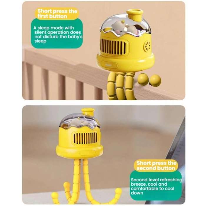 Octopus Clip-On Handheld Silent Bladeless Fan For Strollers, Color: Non-oscillating White