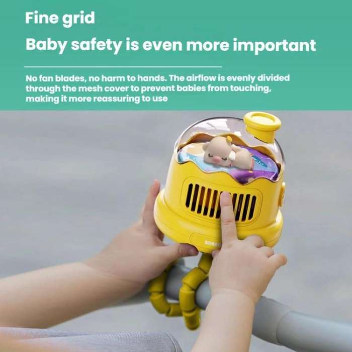 Octopus Clip-On Handheld Silent Bladeless Fan For Strollers, Color: Non-oscillating Yellow