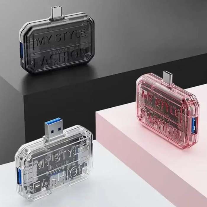 3 In 1 USB HUB Multi Port Hub Computer Converter, Color: BX3H Pink