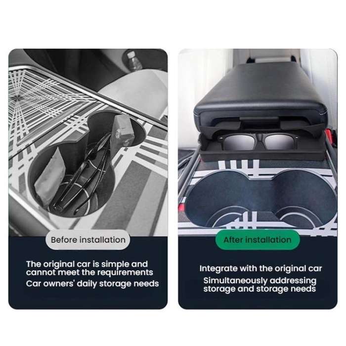 For Tesla Model 3/Y Armrest Modification Glasses Storage Pocket(Gray)