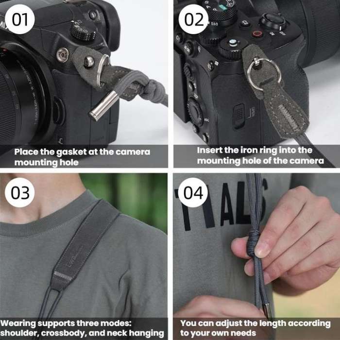 Cwatcun D214 Medium Universal Camera Strap Comfortable Pressure Relieving Camera Strap(Dark Gray)