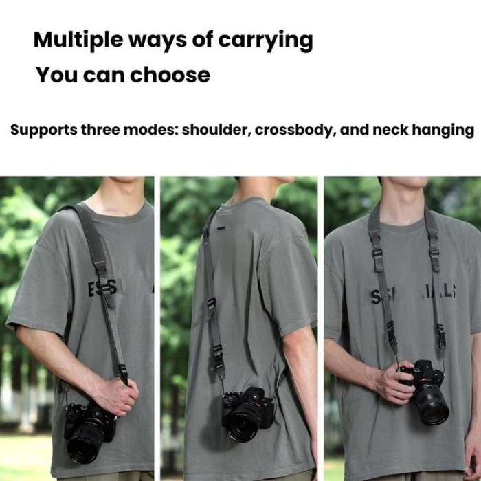 Cwatcun D213  Medium Universal Camera Shoulder Strap Matte Leather Quick Release Strap(Dark Gray)