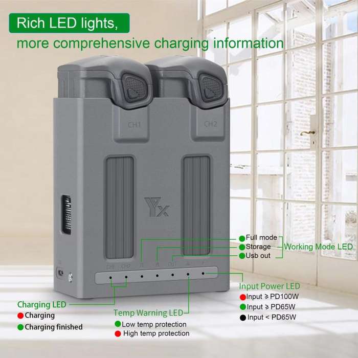 For DJI Mavic 4 Pro YX Dual-Channel Charger Battery Manager Simultaneous Charging Station