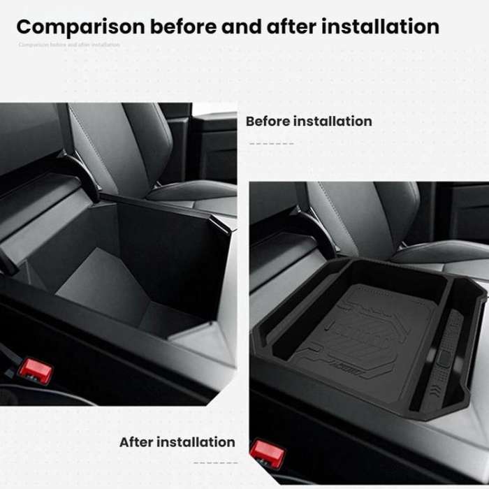 For Tesla Cybertruck Center Console Storage Box(Black)