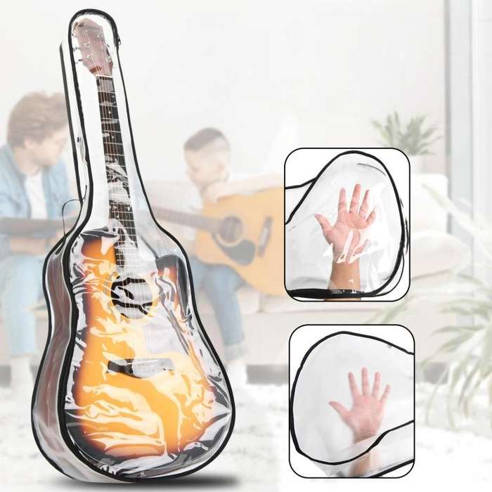 40-41 Inch Electric Guitar Dust Cover Transparent TPU Gig Bag With Dual Zippers Protective Storag...