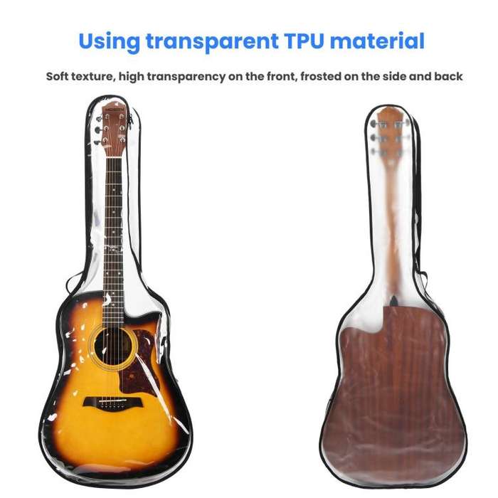 40-41 Inch Electric Guitar Dust Cover Transparent TPU Gig Bag With Dual Zippers Protective Storag...
