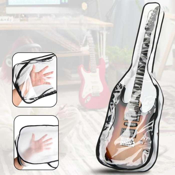 39 Inch Electric Guitar Dust Cover TPU Gig Bag with Dual Zippers Protective Storage Case(Transpar...