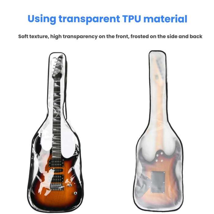 39 Inch Electric Guitar Dust Cover TPU Gig Bag with Dual Zippers Protective Storage Case(Transpar...