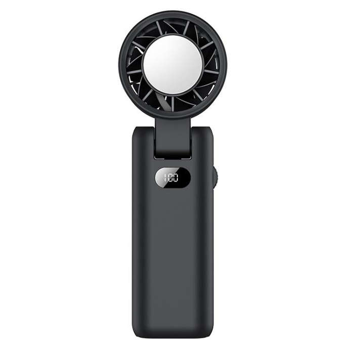 WT21 Handheld Cooling Fan Foldable Ice Pack Fan With Battery Level Display(Black)