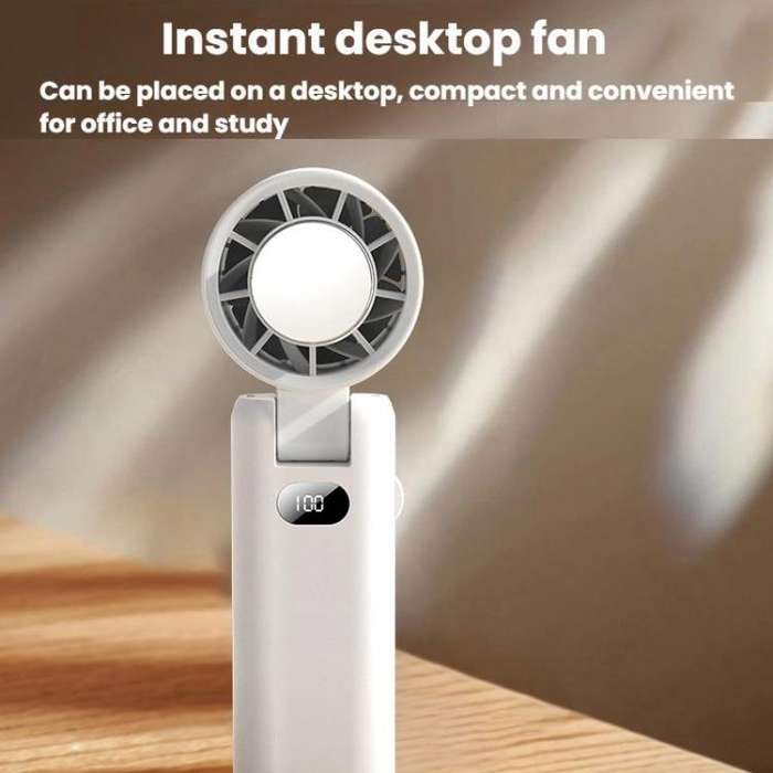 WT21 Handheld Cooling Fan Foldable Ice Pack Fan With Battery Level Display(Black)