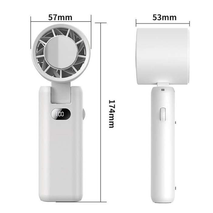 WT21 Handheld Cooling Fan Foldable Ice Pack Fan With Battery Level Display(Black)
