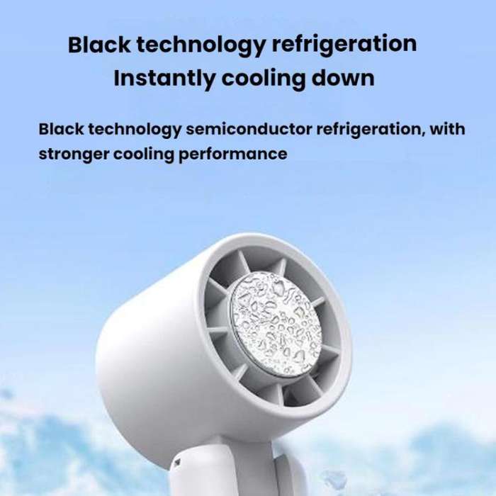 WT21 Handheld Cooling Fan Foldable Ice Pack Fan With Battery Level Display(Black)