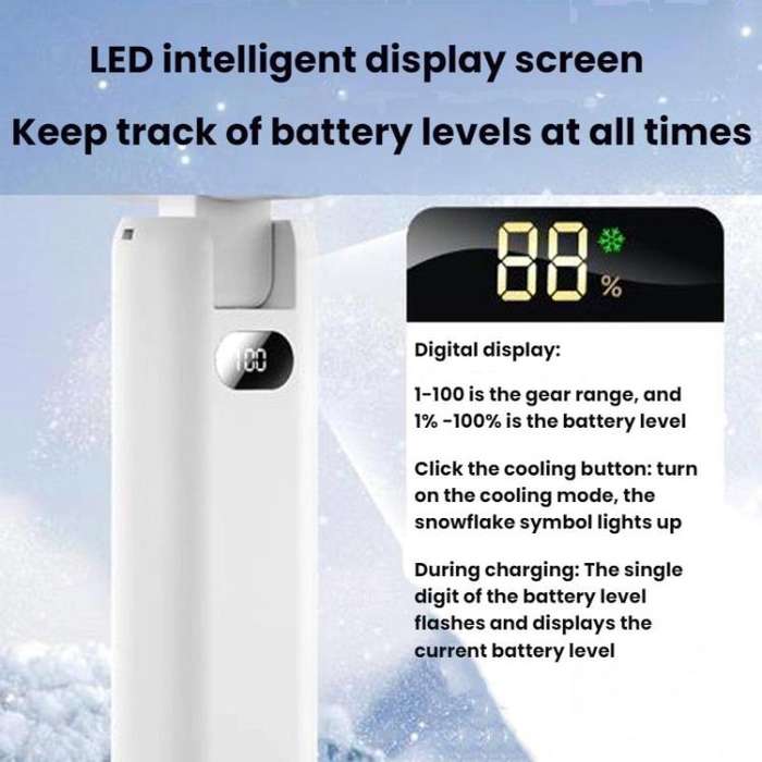 WT21 Handheld Cooling Fan Foldable Ice Pack Fan With Battery Level Display(Black)
