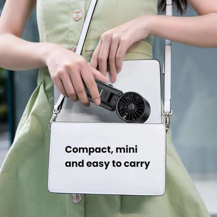 WT21 Handheld Cooling Fan Foldable Ice Pack Fan With Battery Level Display(Black)