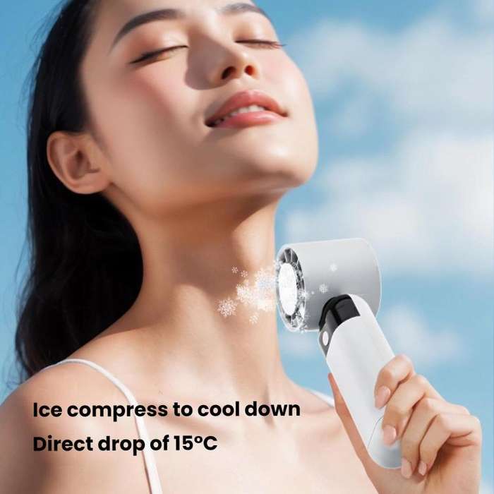ZK03 Digital Display Cooling Fan USB Silent Handheld Cold Compress Fan(White)