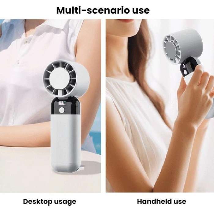 ZK03 Digital Display Cooling Fan USB Silent Handheld Cold Compress Fan(White)