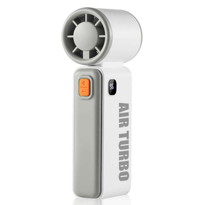 WH14 Handheld Digital Display Fan Outdoor Portable High Speed Fan(White)