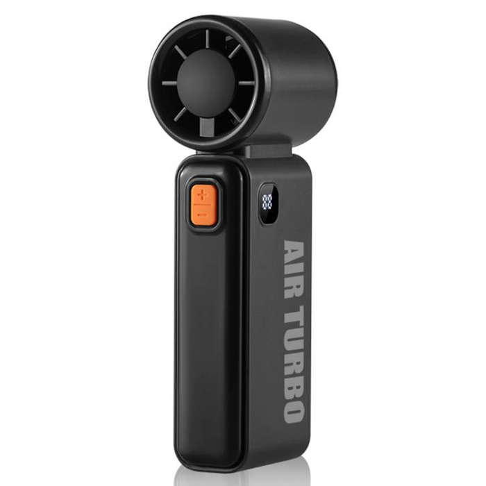 WH14 Handheld Digital Display Fan Outdoor Portable High Speed Fan(Black)