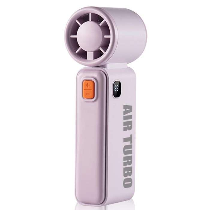 WH14 Handheld Digital Display Fan Outdoor Portable High Speed Fan(Purple)