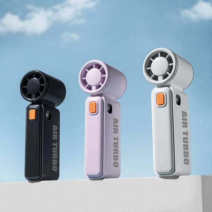 WH14 Handheld Digital Display Fan Outdoor Portable High Speed Fan(White)