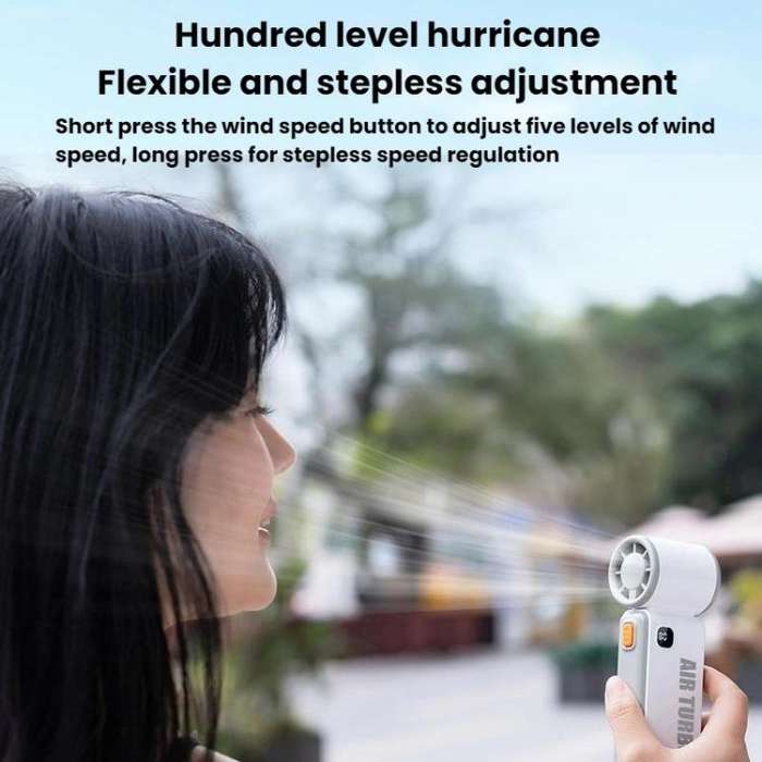 WH14 Handheld Digital Display Fan Outdoor Portable High Speed Fan(Black)