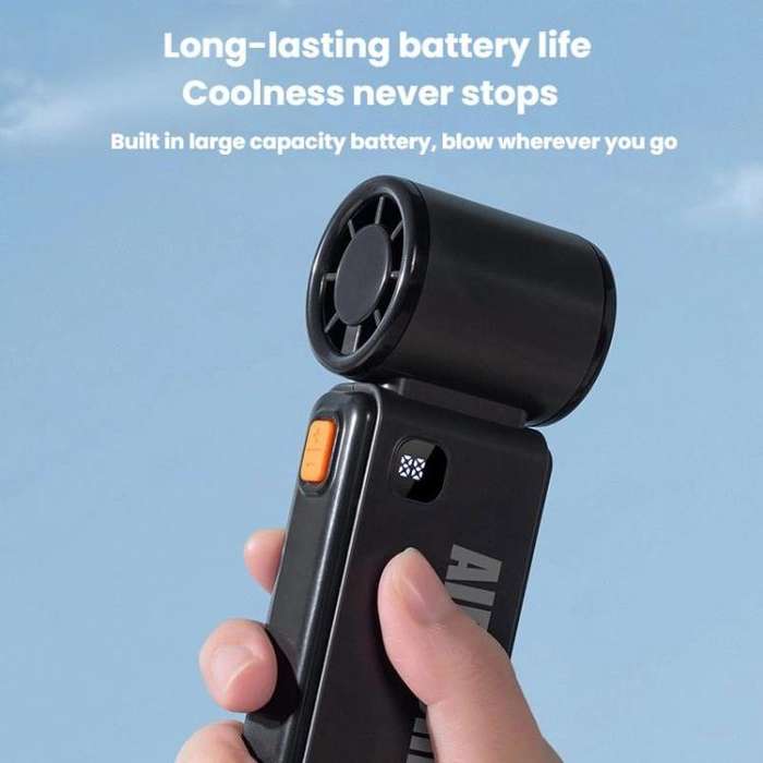 WH14 Handheld Digital Display Fan Outdoor Portable High Speed Fan(Black)